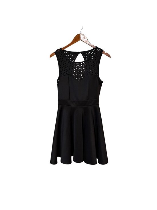 Trixxi Dresses & Skirts - Black Sleeveless Fit & Flare Dress With Cutout Lace Details Size 7 Skater Goth